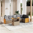 vidaXL 7 Piece Poly Rattan Sofa Set in Gray/Beige