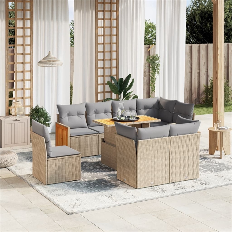 vidaXL Steel Large Sofa Set in Gray/Beige