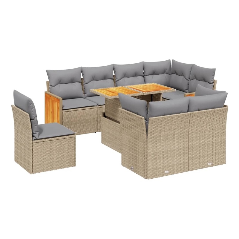 vidaXL Steel Large Sofa Set in Gray/Beige