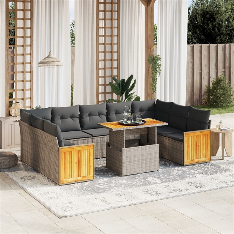 vidaXL 10 Piece Sofa Set in Gray