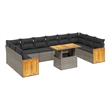 vidaXL 11 Piece Solid Acacia Wood Sofa Set in Gray