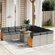 vidaXL 11 Piece Solid Acacia Wood Sofa Set in Gray