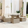 vidaXL 6 Piece Poly Rattan Sofa Set in White/Cream/Beige