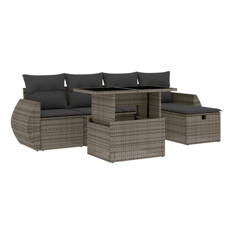 vidaXL Poly Rattan Small Sofa Set in Gray