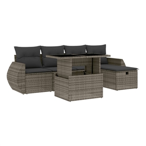 vidaXL Poly Rattan Small Sofa Set in Gray