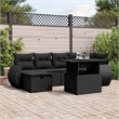 vidaXL 7 Piece Poly Rattan Sofa Set in Black