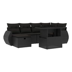 vidaXL 7 Piece Poly Rattan Sofa Set in Black
