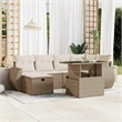 vidaXL 7 Piece Poly Rattan Sofa Set in Beige