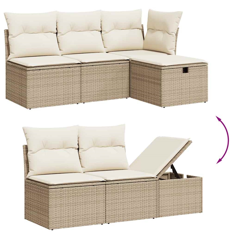 vidaXL 7 Piece Poly Rattan Sofa Set in Beige