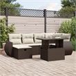vidaXL 7 Piece Poly Rattan Sofa Set in White/Brown/Cream