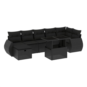 vidaXL 8 Piece Poly Rattan Sofa Set in Black