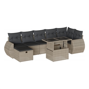 vidaXL 8 Piece Poly Rattan Sofa Set in Gray