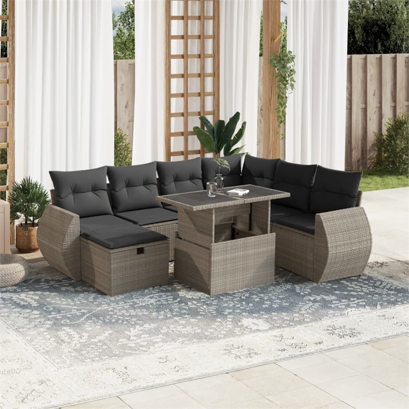 vidaXL 8 Piece Poly Rattan Small Sofa Set in Gray