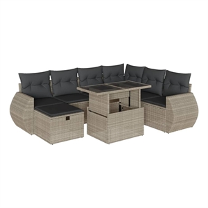 vidaXL 8 Piece Poly Rattan Small Sofa Set in Gray