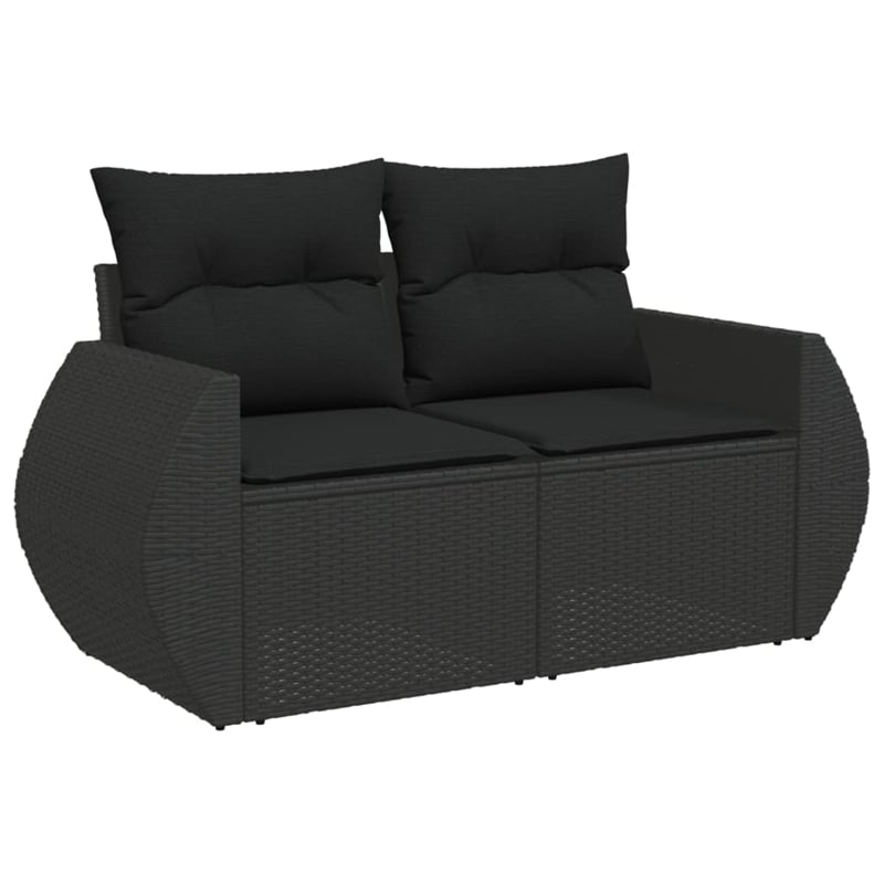 vidaXL 9 Piece Poly Rattan Sofa Set in Black