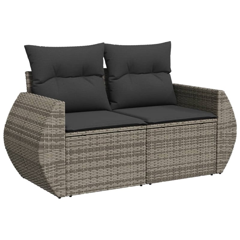 vidaXL 9 Piece Poly Rattan Small Sofa Set in Gray