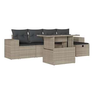 vidaXL 6 Piece Poly Rattan Sofa Set in Gray