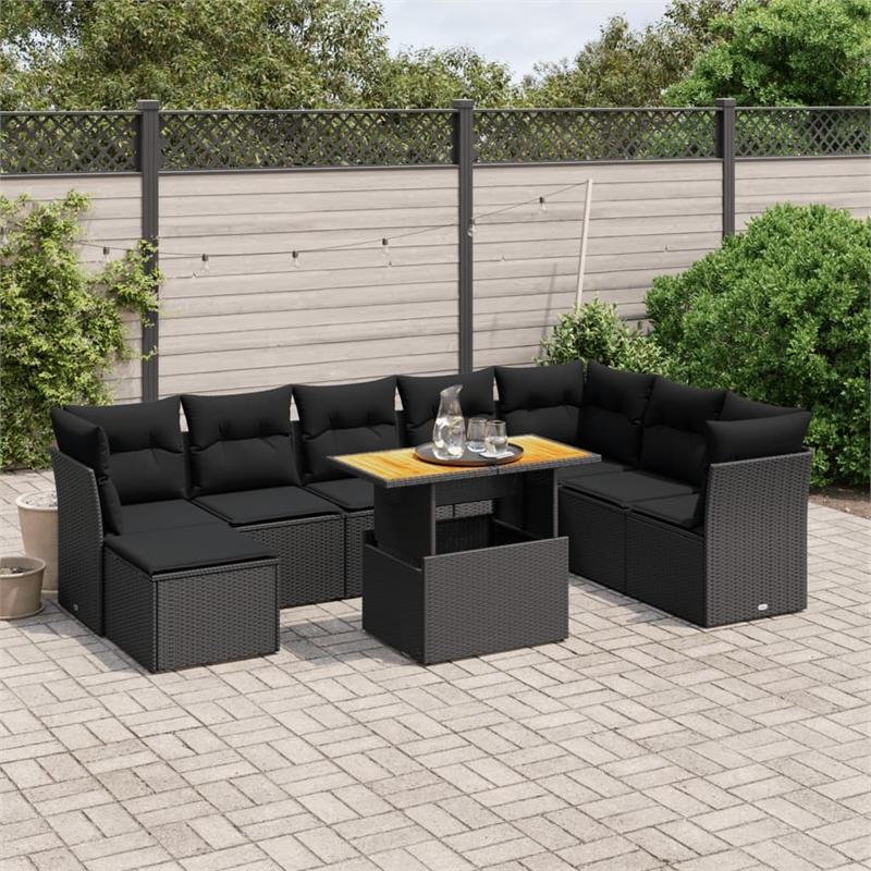 vidaXL 9 Piece Sofa Set in Black