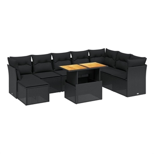 vidaXL 9 Piece Sofa Set in Black