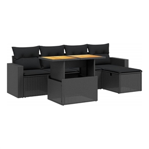 vidaXL 6 Piece Poly Rattan Sofa Set in Black