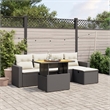 vidaXL 6 Piece Poly Rattan Sofa Set in Black/White/Cream
