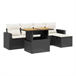 vidaXL 6 Piece Poly Rattan Sofa Set in Black/White/Cream