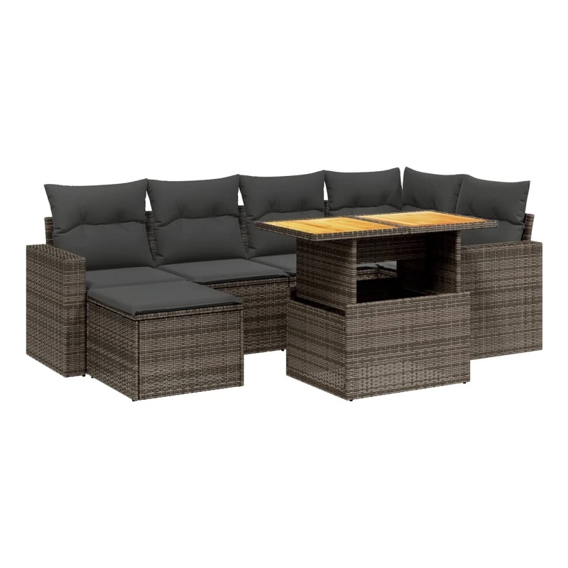 vidaXL 7 Piece Solid Acacia Wood Patio Sofa Set