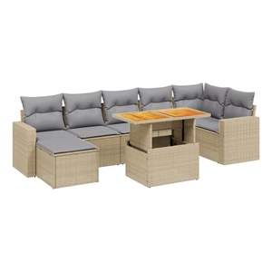 vidaXL 8 Piece Poly Rattan Sofa Set in Gray/Beige