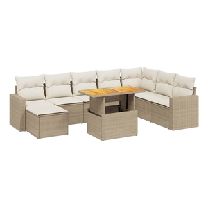 vidaXL Poly Rattan Large Sofa Set in Beige