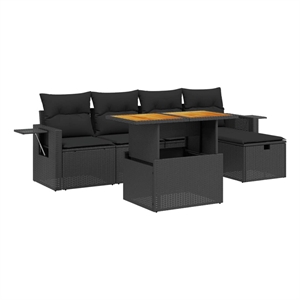 vidaXL 6 Piece Poly Rattan Sofa Set in Black