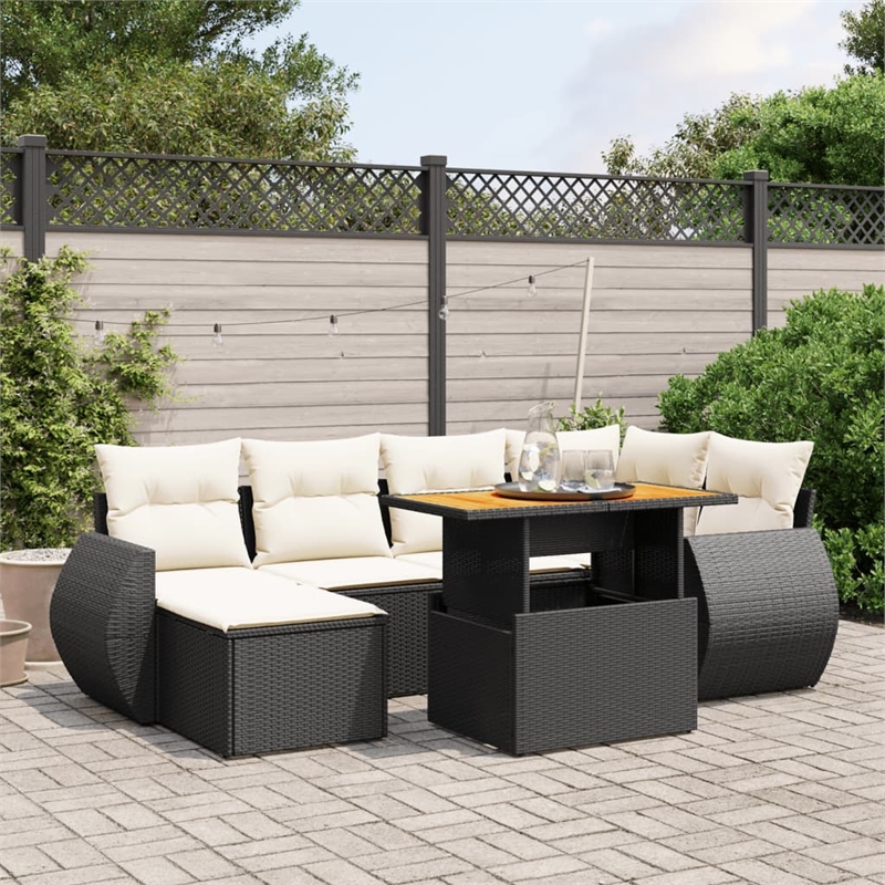 vidaXL 7 Piece Poly Rattan Patio Sofa Set