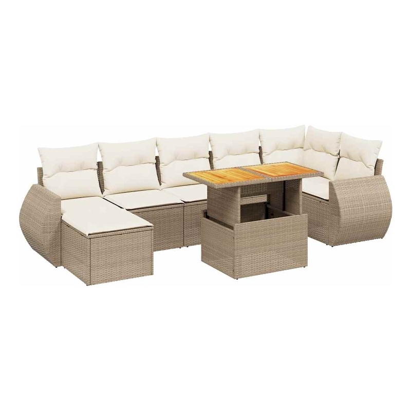 vidaXL 8 Piece Solid Acacia Wood Small Sofa Set in Beige