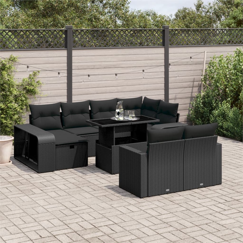 vidaXL Steel Large Sofa Set in Black