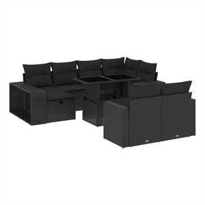 vidaXL Steel Large Sofa Set in Black