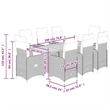 vidaXL 9 Piece Steel Bistro Set in Black