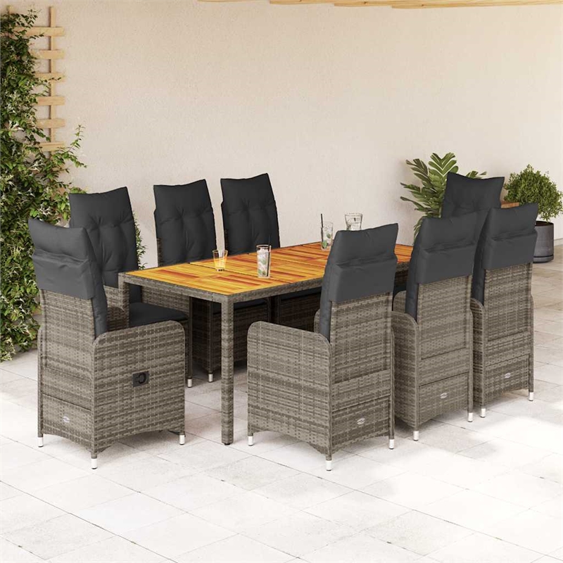 vidaXL 9 Piece Steel Bistro Set in Gray