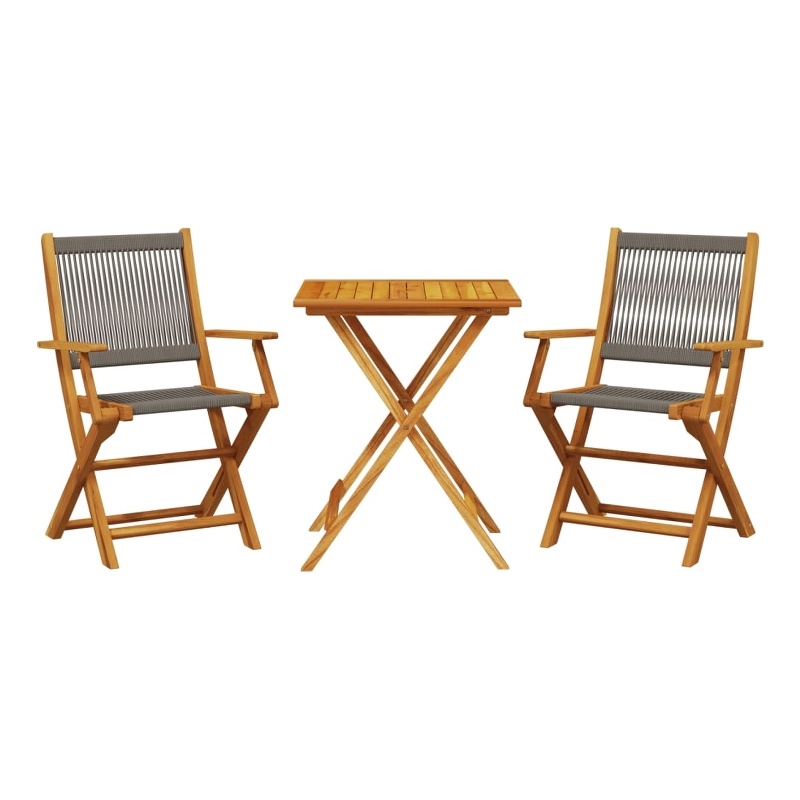 vidaXL Solid Acacia Wood Bistro Set in Gray