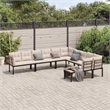 vidaXL 6 Piece Steel Large Sofa Set in Black/Taupe