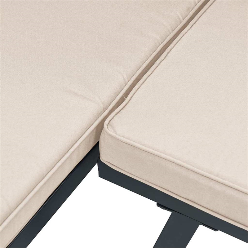 vidaXL 6 Piece Steel Large Sofa Set in Black/Taupe