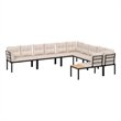 vidaXL 6 Piece Steel Large Sofa Set in Black/Taupe