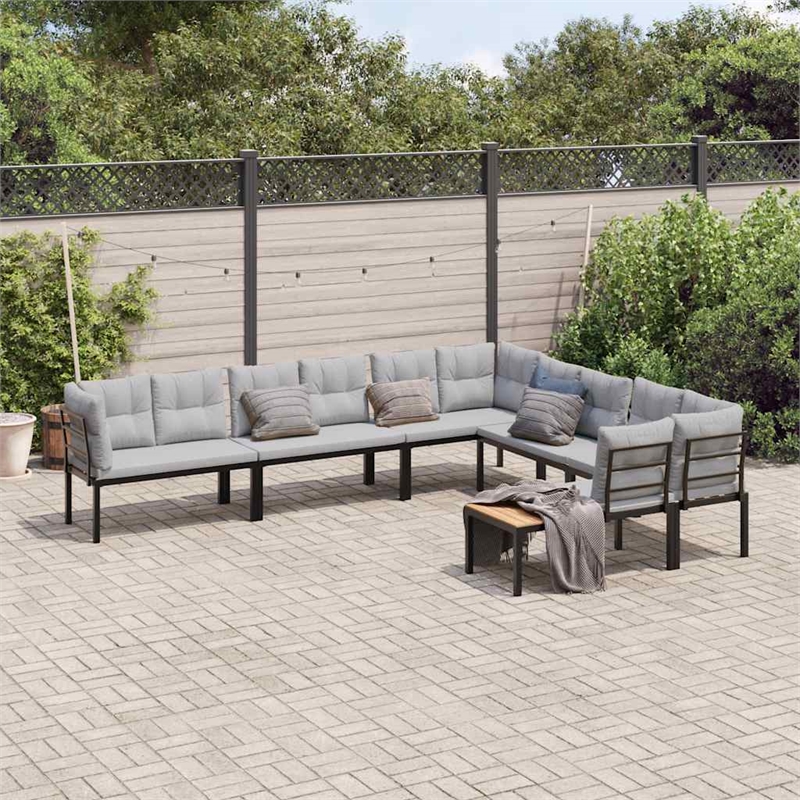vidaXL Steel Large Sofa Set in Black/Gray