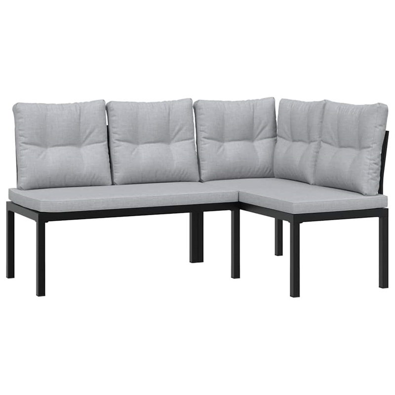 vidaXL Steel Large Sofa Set in Black/Gray
