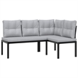vidaXL Steel Large Sofa Set in Black/Gray