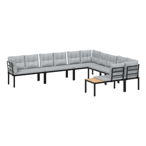 vidaXL Steel Large Sofa Set in Black/Gray
