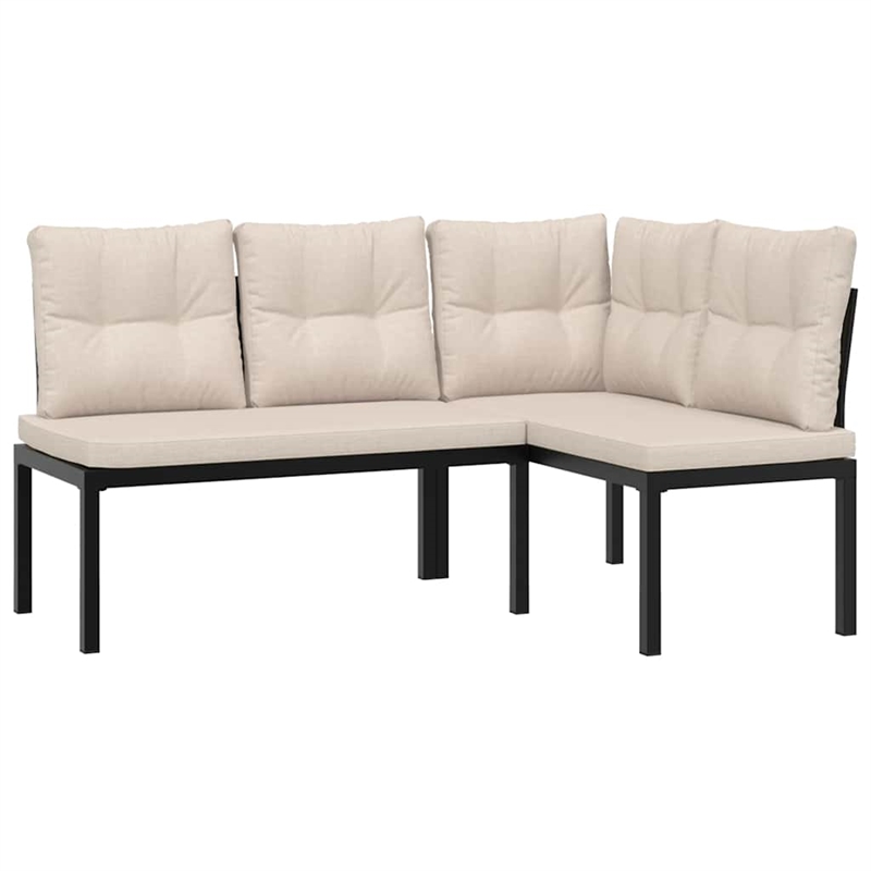 vidaXL 4 Piece Steel Sofa Set in Black/Beige