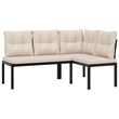vidaXL 4 Piece Steel Sofa Set in Black/Beige