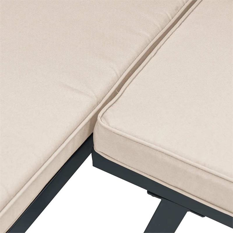 vidaXL 4 Piece Steel Sofa Set in Black/Beige