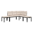 vidaXL 4 Piece Steel Sofa Set in Black/Beige