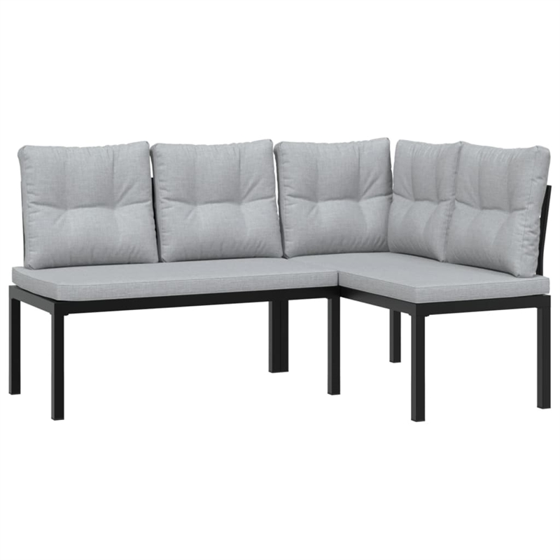 vidaXL 4 Piece Steel Sofa Set in Black/Gray