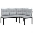 vidaXL 4 Piece Steel Sofa Set in Black/Gray